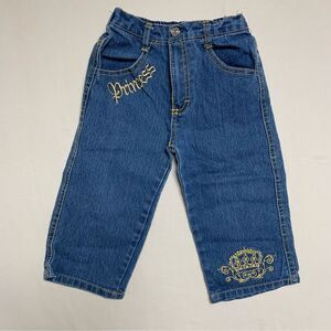 Princess Crown Bootcut Jeans Girls 4 Blue Denim Medium Wash Denim Gold Thread